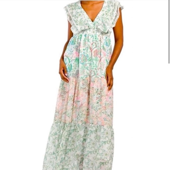 NWOT House Of Harlow 1960 Deep V Floral Print Flowy Boho Maxi Dress Size S - Picture 14 of 14